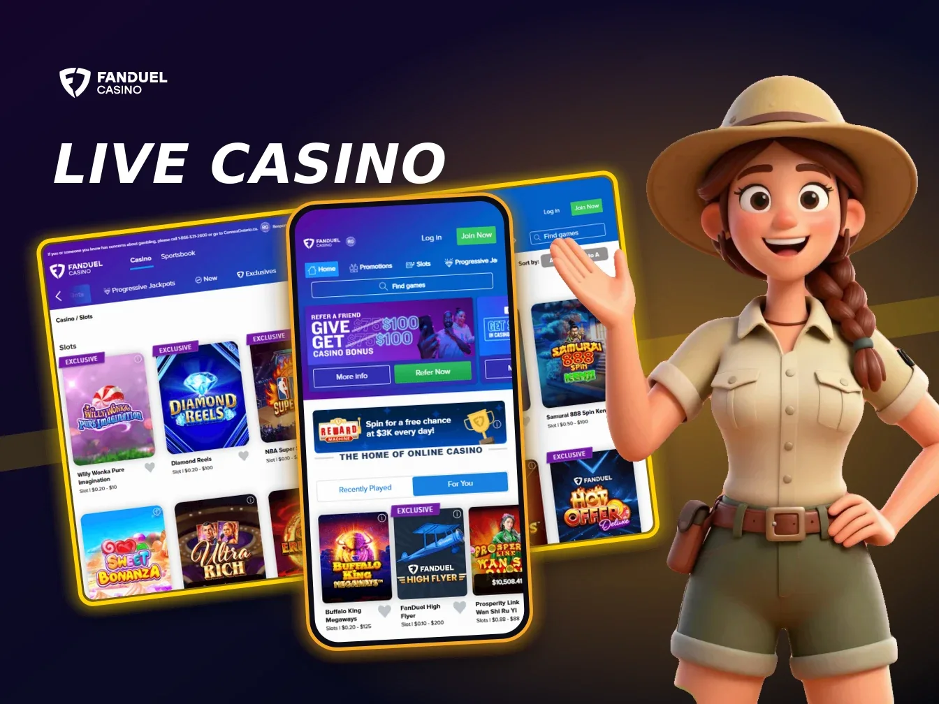 FanDuel Casino live dealer and casino games on desktop