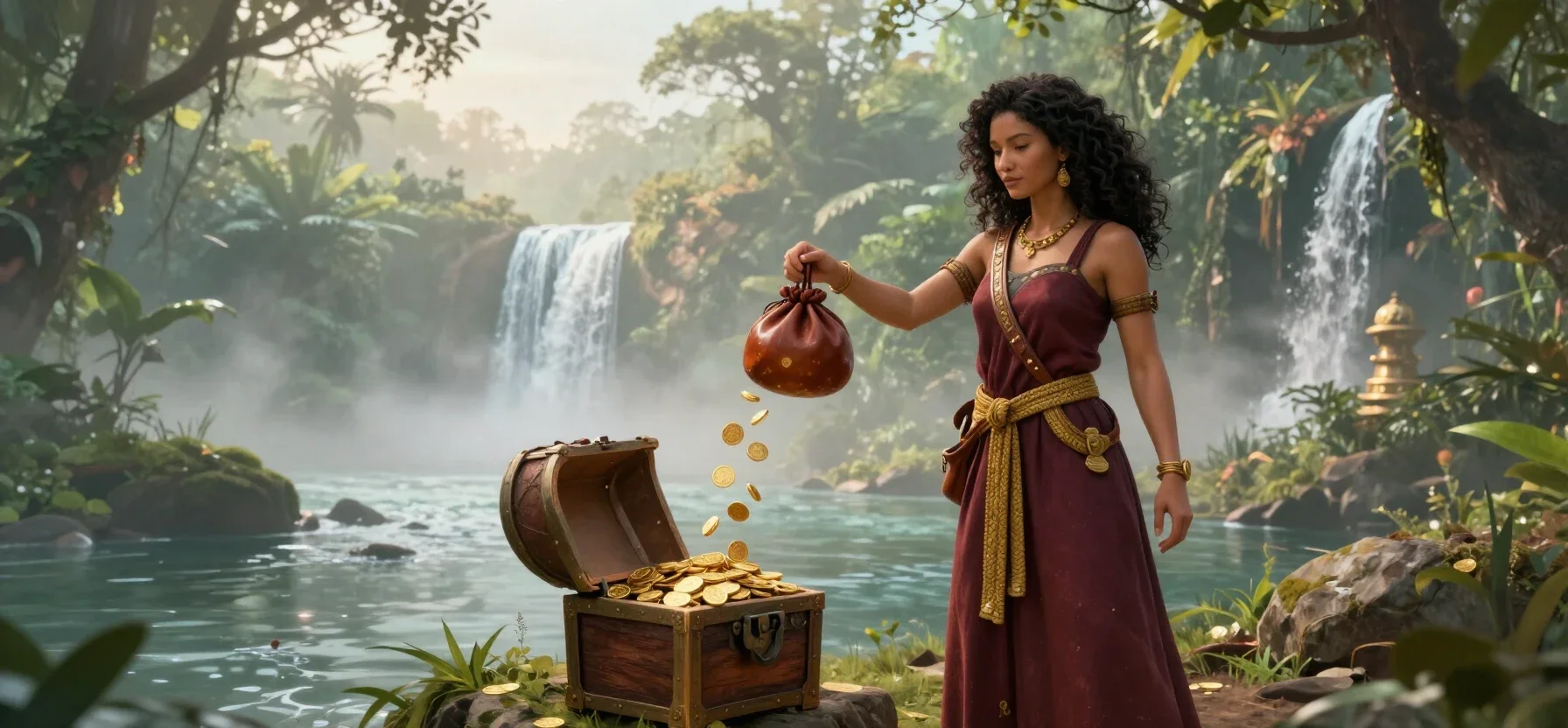 FanDuel Casino payout purse with coins flowing into an open chest